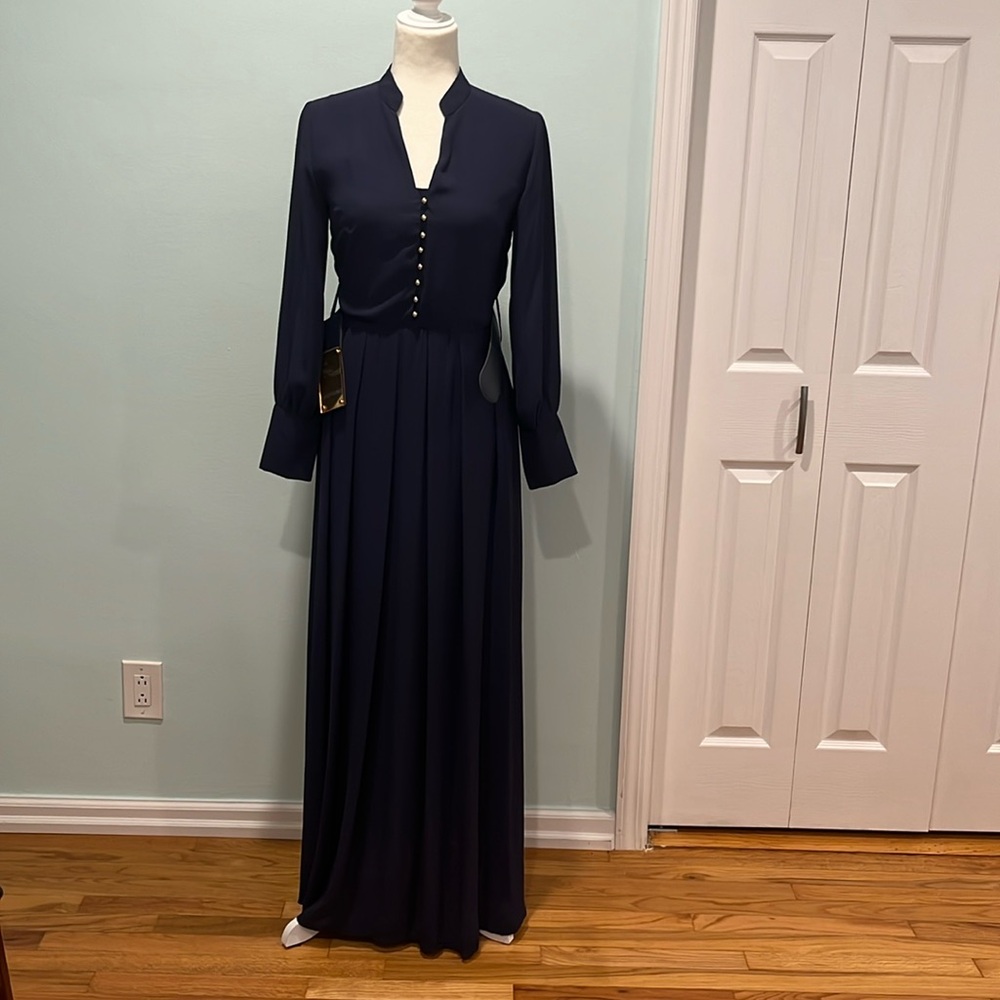 Navy maxi evening dress.